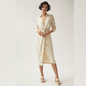 Anthropologie - V-Neck Knot Front Midi Dress size 8